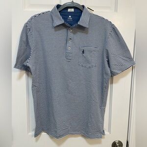 johnnie-O Navy and White Striped Polo Shirt